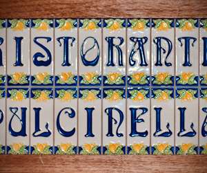 Pulcinella tile sign